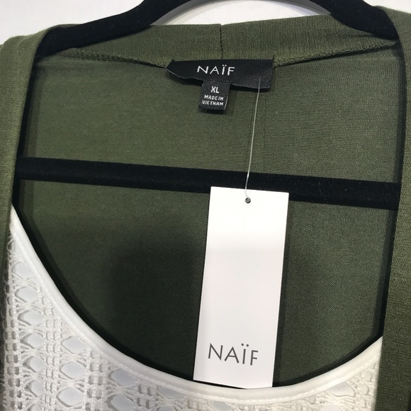 Naif Beige and Green Cardigan Top XL - Picture 3 of 6